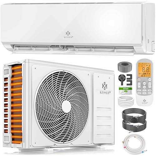 KESSER® Klimaanlage Set Split, WiFi/App Funktion Klimagerät, Kühlen A /Heizen A , 18000 BTU/h (5.300W) sehr leise, Kältemittel R32, Fernbedienung, Timerfunktion, Montagematerial