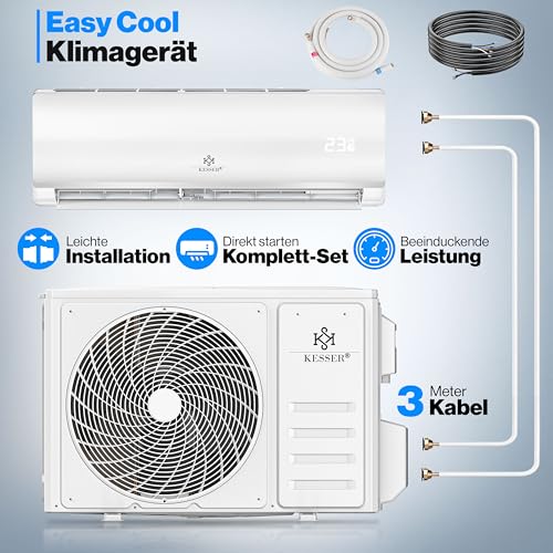 KESSER® Klimaanlage Set Split, WiFi/App Funktion Klimagerät, Kühlen A /Heizen A , 18000 BTU/h (5.300W) sehr leise, Kältemittel R32, Fernbedienung, Timerfunktion, Montagematerial – Bild 2