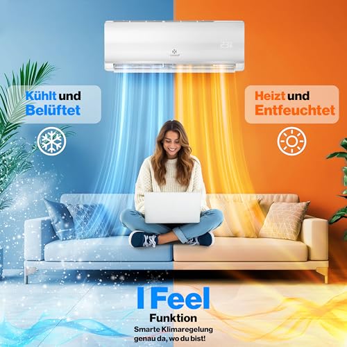 KESSER® Klimaanlage Set Split, WiFi/App Funktion Klimagerät, Kühlen A /Heizen A , 18000 BTU/h (5.300W) sehr leise, Kältemittel R32, Fernbedienung, Timerfunktion, Montagematerial – Bild 4