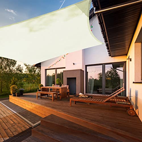 HAIKUS Sonnensegel Wasserdicht Rechteckig 5x5m Sonnenschutz Wasserabweisend Premium PES Polyester mit UV Schutz für Balkon Garten Terrasse Quadratisch Creme