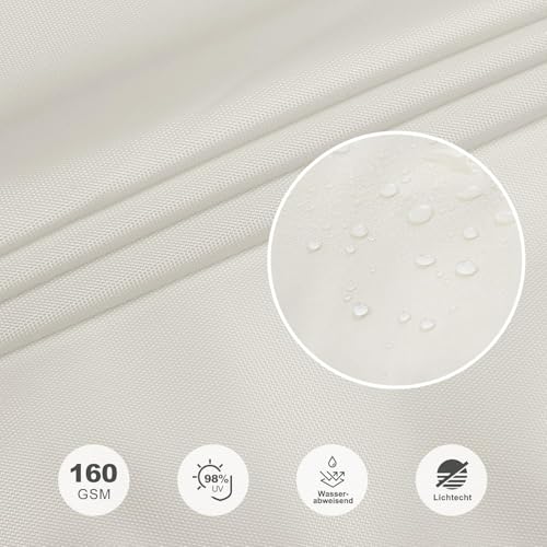 HAIKUS Sonnensegel Wasserdicht Rechteckig 5x5m Sonnenschutz Wasserabweisend Premium PES Polyester mit UV Schutz für Balkon Garten Terrasse Quadratisch Creme – Bild 5