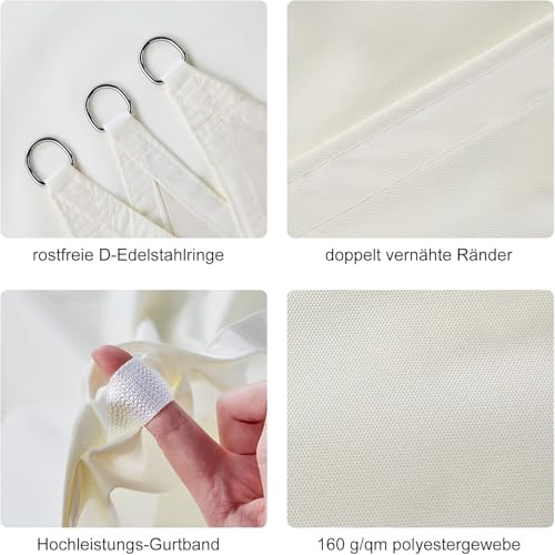 HAIKUS Sonnensegel Wasserdicht Rechteckig 5x5m Sonnenschutz Wasserabweisend Premium PES Polyester mit UV Schutz für Balkon Garten Terrasse Quadratisch Creme – Bild 6
