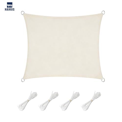 HAIKUS Sonnensegel Wasserdicht Rechteckig 5x5m Sonnenschutz Wasserabweisend Premium PES Polyester mit UV Schutz für Balkon Garten Terrasse Quadratisch Creme – Bild 2