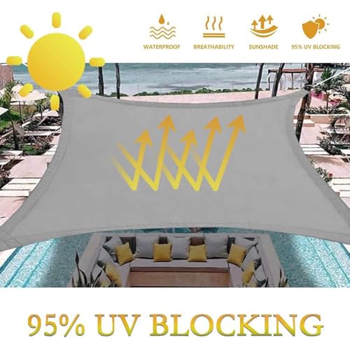Dripex Sonnensegel wasserdicht Sonnenschutz Set 4X5 m inkl Befestigungsseile Rechteckig Polyester Imprägniert 95% UV Schutz Windschutz Wetterschutz für Balkon Garten Terrasse - Grau – Bild 2