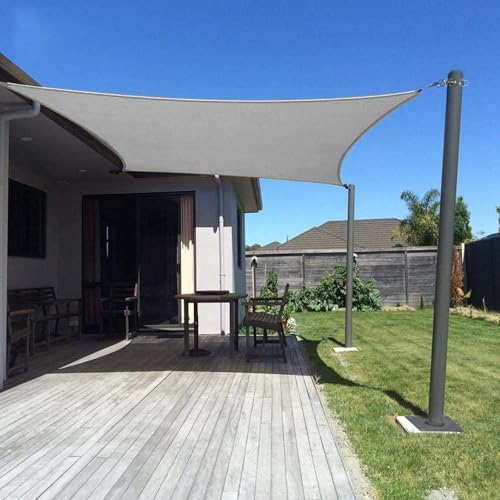 Dripex Sonnensegel wasserdicht Sonnenschutz Set 4X5 m inkl Befestigungsseile Rechteckig Polyester Imprägniert 95% UV Schutz Windschutz Wetterschutz für Balkon Garten Terrasse - Grau