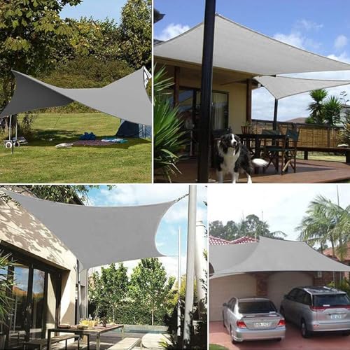 Dripex Sonnensegel wasserdicht Sonnenschutz Set 4X5 m inkl Befestigungsseile Rechteckig Polyester Imprägniert 95% UV Schutz Windschutz Wetterschutz für Balkon Garten Terrasse - Grau – Bild 4