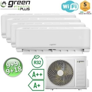 Alternative view of Green Electric Plus Klimaanlage Quadri Split 9000 9000 9000 18000 BTU, Wi-Fi R32, Energieeffizienz A /A , 4 Innengeräte und 1 Außengerät, mit Fernbedienung, Geringer Stromverbrauch