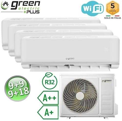 Green Electric Plus Klimaanlage Quadri Split 9000 9000 9000 18000 BTU, Wi-Fi R32, Energieeffizienz A /A , 4 Innengeräte und 1 Außengerät, mit Fernbedienung, Geringer Stromverbrauch – Bild 2