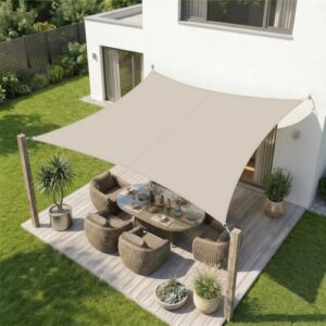 Sekey Sonnensegel Wasserdicht 4x5m Rechteckig, Sonnenschutz hochdichtes PES 160g/m² Wetterfest & Reißfest, Nahtversiegelung (Zuverlässig Dicht) & 95% UV Schutz, für Balkon Terrasse Garten, Taupe