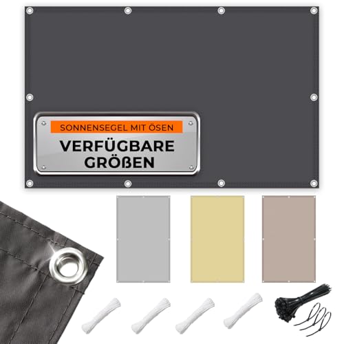HaiTaoSy Sonnensegel Wasserdicht mit Verstärkten Edelstahl-Ösen Rechteckig 2x4m– UV-Schutz 95%, Wetterfest, Reißfest, Ideal für Terrasse, Garten,Balkon- Anthrazit