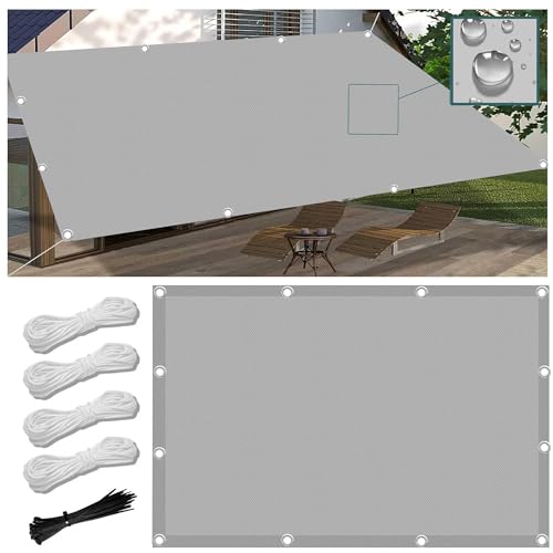Sonnenschutz Balkon 2x3M Markisenstoffe Meterware im Viele Größe und Farben, Balkon Sonnenschutz inkl Befestigungsseile, UV-Schutz, Wetterfest für Garten Terrasse