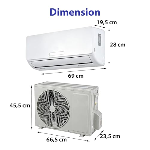 LIFEZEAL Split-Klimagerät 9000 BTU, Leises Inverter-Klimaanlage, Kältemittel R32, Klimagerät mit Selbstreinigung, Air Conditioner mit Fernbedienung für 42m³ Räume, Wandhalterung – Bild 3