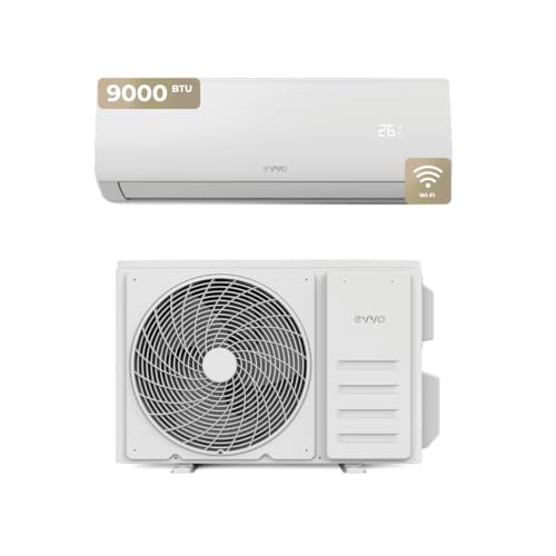EVVO Splitklima-Klimaanlage, WLAN, Kühlung und Heizung, WLAN-Konnektivität, Invertermotor, Wärmepumpe, Klasse A /A , Luftentfeuchter, Kühlmittel R32 (9.000 BTU)