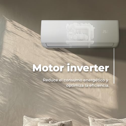 EVVO Splitklima-Klimaanlage, WLAN, Kühlung und Heizung, WLAN-Konnektivität, Invertermotor, Wärmepumpe, Klasse A /A , Luftentfeuchter, Kühlmittel R32 (9.000 BTU) – Bild 4