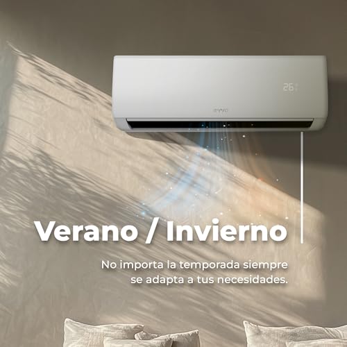 EVVO Splitklima-Klimaanlage, WLAN, Kühlung und Heizung, WLAN-Konnektivität, Invertermotor, Wärmepumpe, Klasse A /A , Luftentfeuchter, Kühlmittel R32 (9.000 BTU) – Bild 5