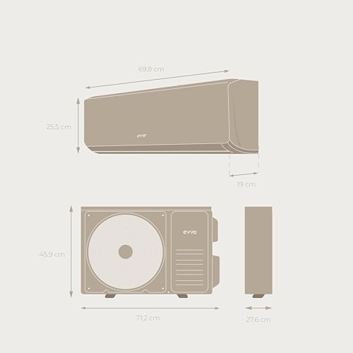 EVVO Splitklima-Klimaanlage, WLAN, Kühlung und Heizung, WLAN-Konnektivität, Invertermotor, Wärmepumpe, Klasse A /A , Luftentfeuchter, Kühlmittel R32 (9.000 BTU) – Bild 2