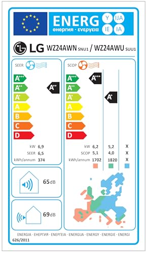 LG Mono-Split-Klimaanlage Libero WZ24, 24000 Btu (WZ24AWN.SNU1 WZ24AWU.SUU1), Inverter-Klimagerät R32 A /A , Wärmepumpe mit WiFi, Mattweiß – Bild 17