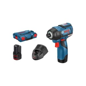 Bosch Professional 12V System Akku Drehschlagschrauber GDR 12V-110 (inkl. 2x Akku GBA 12V 3.0Ah, Schnellladegerät GAL 12V-40l, Einlage Zubehör, Einlage, L-BOXX)