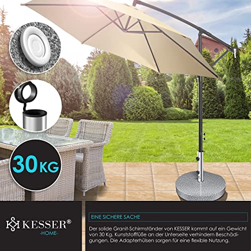 KESSER® Granit Sonnenschirmständer mit Edelstahlrohr, Hochwertiger Schirmständer Rund Sockel 30KG - für Schirmstöcke bis 16-48 mm, Inkl. Transport Griff Garten Balkonschirmständer, Grau – Bild 6