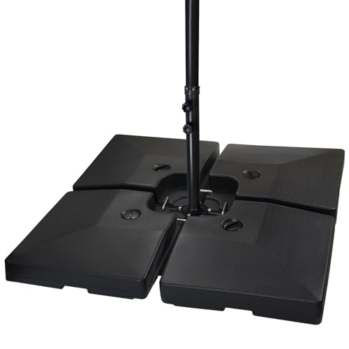 Montafox Sonnenschirmständer 4-teilig Schirmgewicht für Ampelschirm Bodenkreuz schwarz 90 Liter / 150 kg - befüllbar mit Wasser oder Sand 7 Jahre Garantie auf Material*
