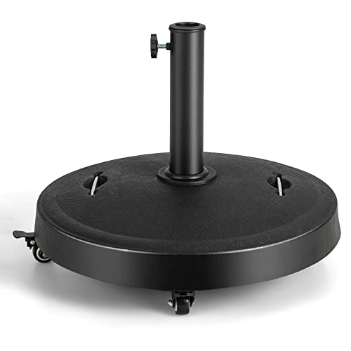 COSTWAY 23 kg Sonnenschirmständer mit Rollen & Griffen, Schirmständer für Schirmstangen von 38/48 mm, Ø52 cm Marktschirmständer Sonnenschirm Ständer für Garten, Balkon