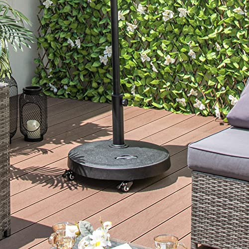COSTWAY 23 kg Sonnenschirmständer mit Rollen & Griffen, Schirmständer für Schirmstangen von 38/48 mm, Ø52 cm Marktschirmständer Sonnenschirm Ständer für Garten, Balkon – Bild 8