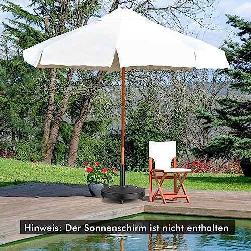 COSTWAY 23 kg Sonnenschirmständer mit Rollen & Griffen, Schirmständer für Schirmstangen von 38/48 mm, Ø52 cm Marktschirmständer Sonnenschirm Ständer für Garten, Balkon – Bild 7