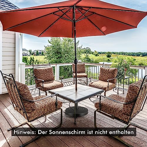 COSTWAY 23 kg Sonnenschirmständer mit Rollen & Griffen, Schirmständer für Schirmstangen von 38/48 mm, Ø52 cm Marktschirmständer Sonnenschirm Ständer für Garten, Balkon – Bild 9