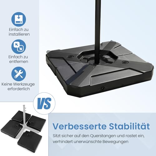 COSTWAY Sonnenschirmständer, 124kg, befüllbar, Schirmständer für große Ampelschirme, Ampelschirmständer für Garten, Terrasse – Bild 5