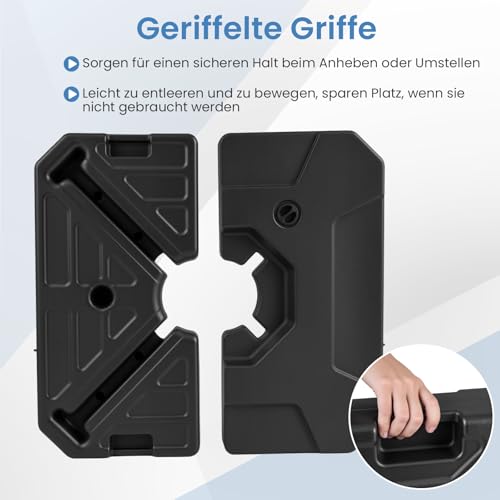 COSTWAY Sonnenschirmständer, 124kg, befüllbar, Schirmständer für große Ampelschirme, Ampelschirmständer für Garten, Terrasse – Bild 7