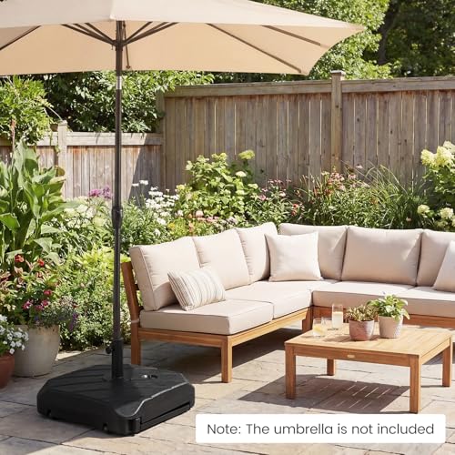 COSTWAY Sonnenschirmständer mit Rollen & Zugstange, Schirmständer befüllbar mit 45 L Wasser oder 72 kg Sand, Marktschirmständer für Schirmstangen von 38/48 mm, Sonnenschirm Ständer – Bild 2