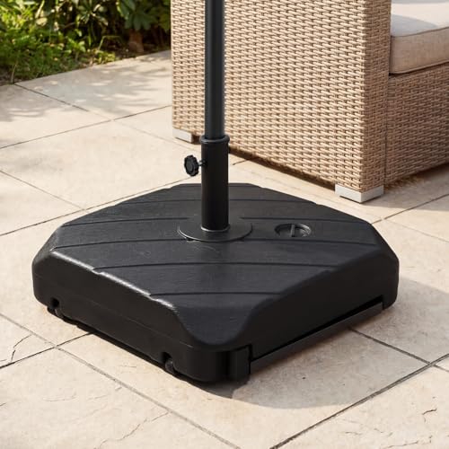 COSTWAY Sonnenschirmständer mit Rollen & Zugstange, Schirmständer befüllbar mit 45 L Wasser oder 72 kg Sand, Marktschirmständer für Schirmstangen von 38/48 mm, Sonnenschirm Ständer – Bild 9