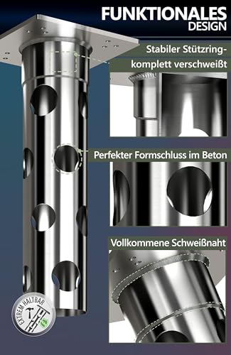 4smile Bodenanker Sonnenschirm - Edelstahl Bodenhülse Sonnenschirm SunnyGround zum Einbetonieren, bis 1.000kg belastbar - Sichere Befestigungslösung für jeden Ampelschirm – Bild 6
