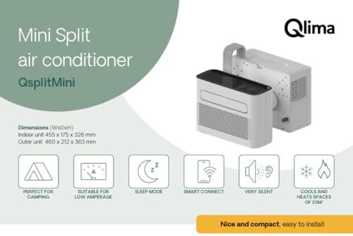 Qlima Qsplit Mini Klimaanlage Wohnwagen & Wohnmobil - 1,46 kW - 5000 BTU - Kühlen & Heizen (560W) - WLAN - Leise & Energieeffizient - 280 m³/h Luftstrom - Für Räume bis 20 m² - DEF - Mini Split - mobi – Bild 4