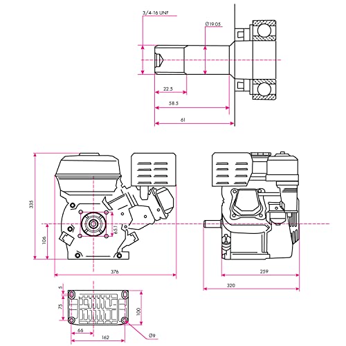 EBERTH 6,5 PS 4,8 kW Benzinmotor Standmotor Kartmotor Antriebsmotor mit 19,05 mm Ø Welle mit AG, Ölmangelsicherung, 4-Takt, 1 Zylinder Benzin Motor, 196 ccm Hubraum, luftgekühlt, Seilzugstart – Bild 7