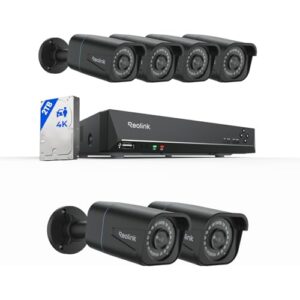 Reolink 4K Überwachungskamera Aussen Set, 8CH Videoüberwachung mit 6X 8MP PoE IP Kamera und 2TB HDD NVR für 24/7 Aufnahme Innen Outdoor, Personenerkennung und Fahrzeugerkennung