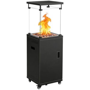 Sweetcrispy Heizstrahler Terrasse Gas 11 kW, Terrassenheizer, Propan Butan Gasheizstrahler, Mobiler Tragbarer Heizpilz, 360° Rollen Kippschutz, Gasheizer Gasheizung für Outdoor Garten