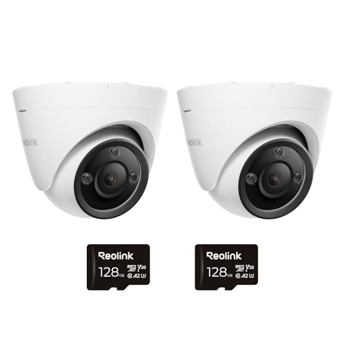 Reolink 12MP PoE Überwachungskamera Aussen mit IR- und Farbige Nachtsicht, Zwei-Wege-Audio, 24/7 Aufnahme, Smarte Erkennung, Zeitraffer, Outdoor IP-Kamera, RLC-1224A*2 mit 128GB mircoSD Karten*2