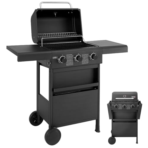 TAINO COMPACT Gasgrill Grillwagen Griller BBQ Edelstahl-Brenner Gas-Grill schwarz Balkon City (3 0, Schwarz)