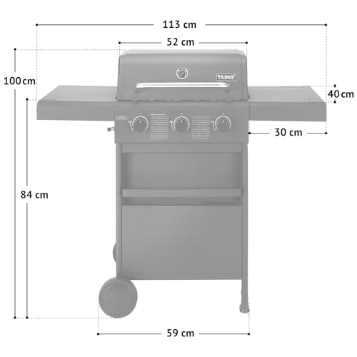 TAINO COMPACT Gasgrill Grillwagen Griller BBQ Edelstahl-Brenner Gas-Grill schwarz Balkon City (3 0, Schwarz) – Bild 3
