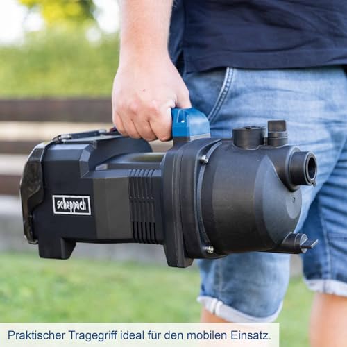 Scheppach Akku Gartenpumpe C-GP3000-X mit 2 Schlauch | Fördermenge 3000 L/h | Förderhöhe 25m | Eintauchtiefe 8m | Förderdruck 2,6bar | 20V-IXES-Serie | 10 Jahre Garantie | mit 2x 2Ah Akku & Ladegerät – Bild 7
