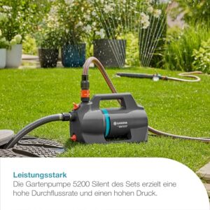 Alternative view of Gardena Gartenpumpe 5200 Silent Set Pumpen: 26% mehr Wasserdurchfluss bei gleichem Energieverbrauch im Vergleich zum Vorgänger-Modell*, Leise im Betrieb (09085-20)