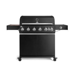 BURNHARD® Gasgrill 6-Brenner, 3,5 kW Edelstahl-Stabbrenner, Infrarot-Keramikbrenner, Heckbrenner, Seitenkochfeld, Gussrost, große Grillfläche, Piezo-Zündung – Fat FRED Deluxe