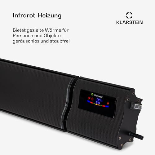 Klarstein Heizstrahler, Elektrische HeizungTerrasse & Garten, Infrarotstrahler mit WiFi App-Steuerung, Timer, LED-Anzeige, IP44 Infrarot Heizstrahler, CO2-Freie, Energieeffiziente Heizung, 3000W – Bild 5