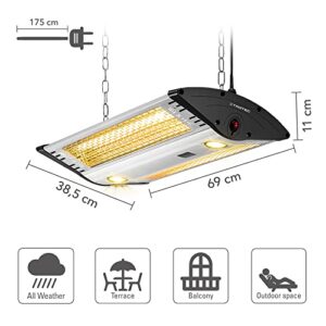 Alternative view of TROTEC IR 2000 C Deckenheizstrahler Infrarot – 2.000 W, LED-Beleuchtung, Fernbedienung, IP55, für Balkon und Terrasse