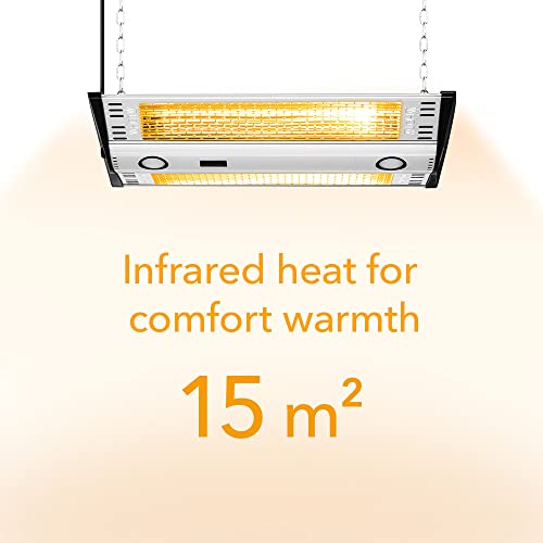 TROTEC IR 2000 C Deckenheizstrahler Infrarot – 2.000 W, LED-Beleuchtung, Fernbedienung, IP55, für Balkon und Terrasse – Bild 4