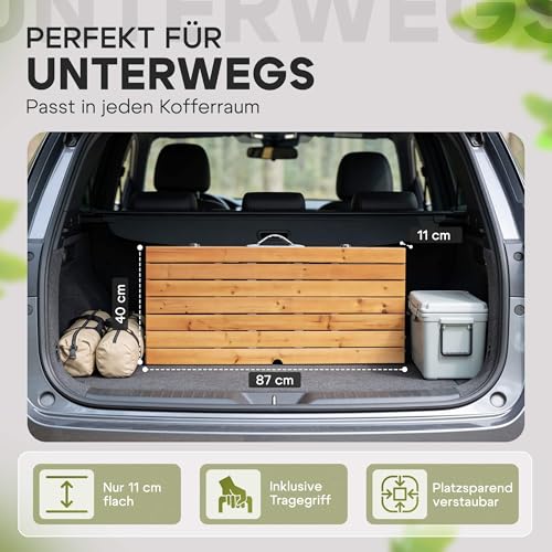 Casaria® Campingtisch mit Stühlen Klappbar Tragegriff Schirmhalter 4 Personen Picknicktisch Koffertisch Klapptisch Campingmöbel Set Leicht Holz – Bild 6
