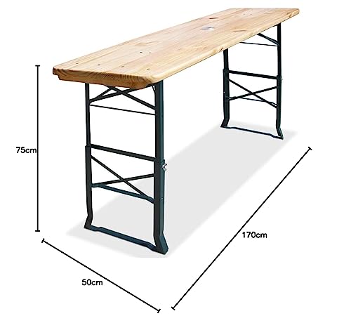 Deuba Bierzelttisch Höhenverstellbar Klappbar Hoch Outdoor Breit Holz XXL Buffettisch 170cm Bierzeltgarnitur Stehtisch Bartisch Partytisch Klapptisch – Bild 2