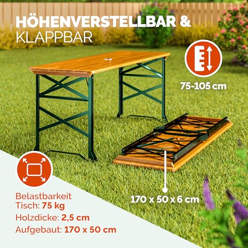 Deuba Bierzelttisch Höhenverstellbar Klappbar Hoch Outdoor Breit Holz XXL Buffettisch 170cm Bierzeltgarnitur Stehtisch Bartisch Partytisch Klapptisch – Bild 3