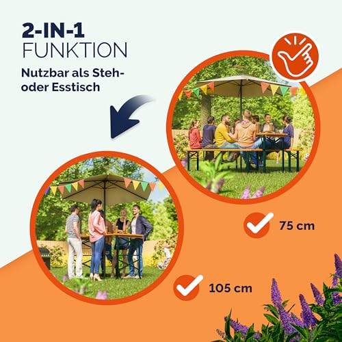 Deuba Bierzelttisch Höhenverstellbar Klappbar Hoch Outdoor Breit Holz XXL Buffettisch 170cm Bierzeltgarnitur Stehtisch Bartisch Partytisch Klapptisch – Bild 5